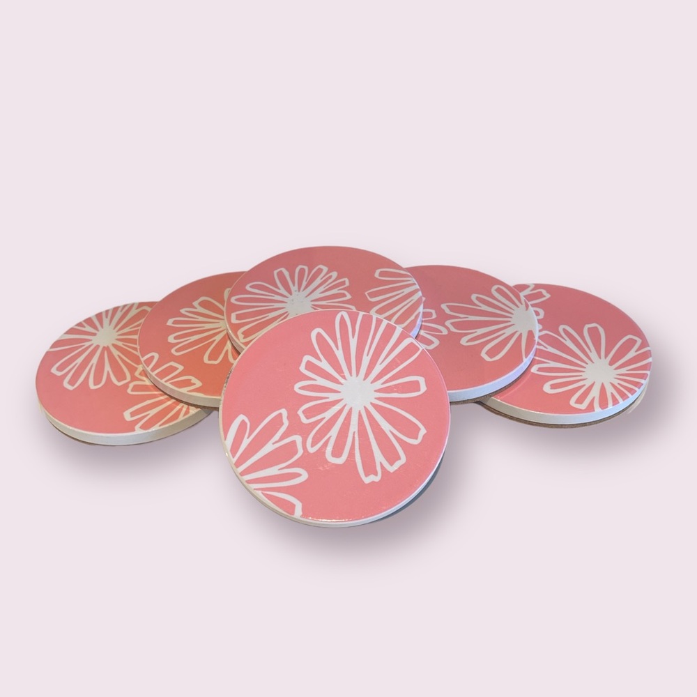Pyrex Pink Daisy Coasters